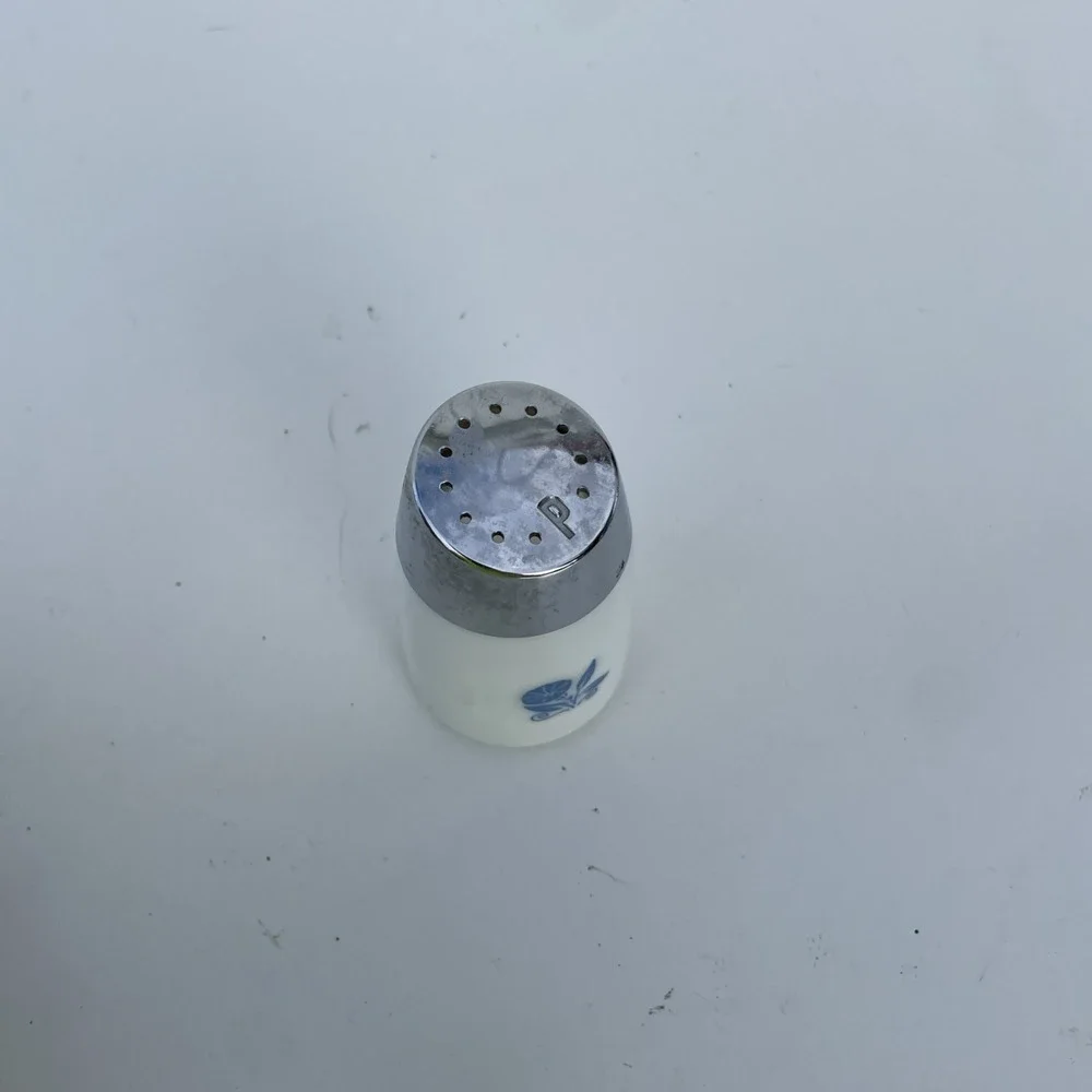Vintage Dispensers Inc replacement white glass blue flower pepper shaker